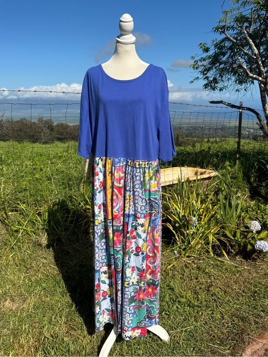 Carole Little Dresses & Skirts - Vintage Carole Little  90s Y2K blue A line short sleeve maxi Day dress 3X